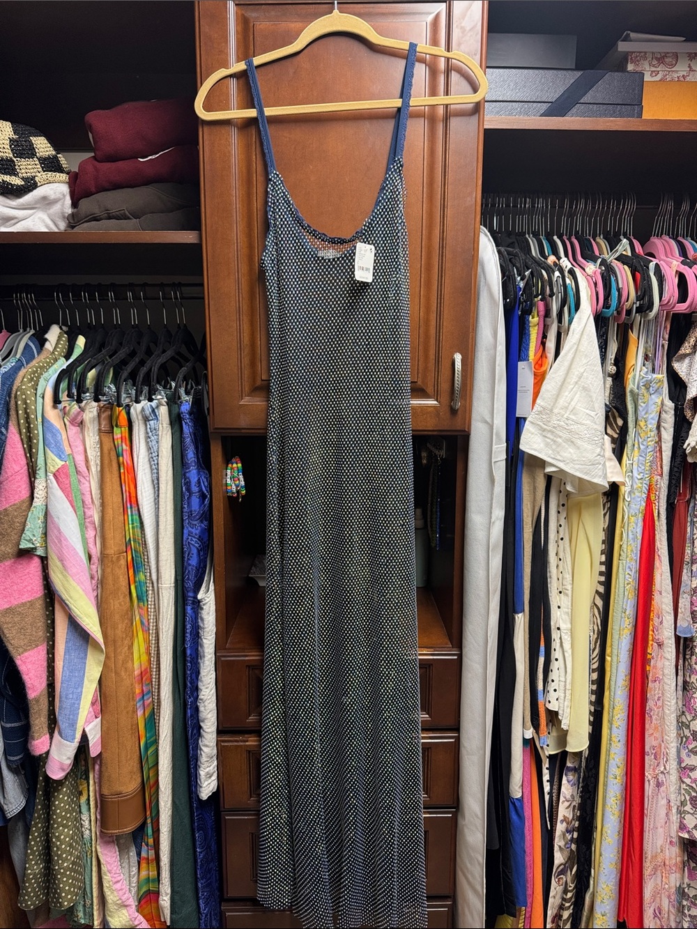 Free People NWT Filter Finish Slip Navy Dress
